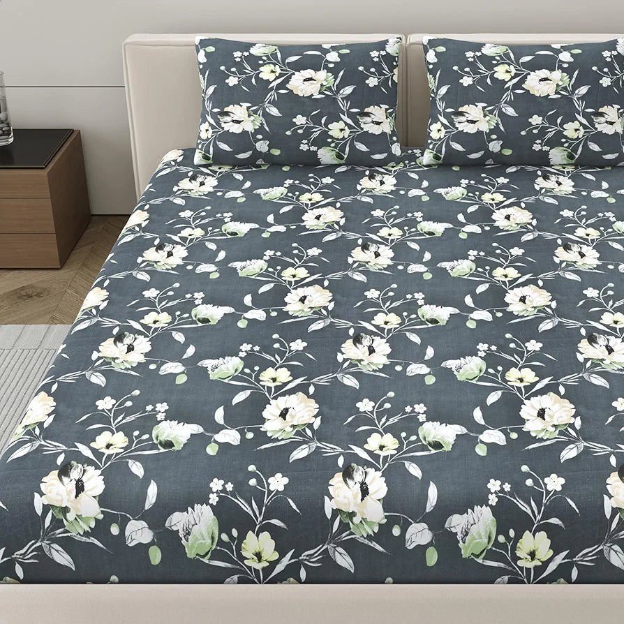 Dreamscape Microfiber Wrinkle & Fade Resistant Double Bedsheet with 2 Pillow Covers - 