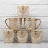 Femora Premium Ceramic Floral Medallion Coffee & Tea Cup Set of 6 | 160 Ml | Golden