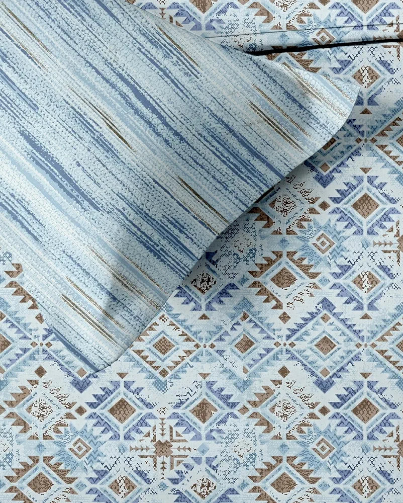 Trance Home Linen 100% Cotton 180 TC Bedsheet | Printed Fitted Bedspread with 2 Pillow Covers 