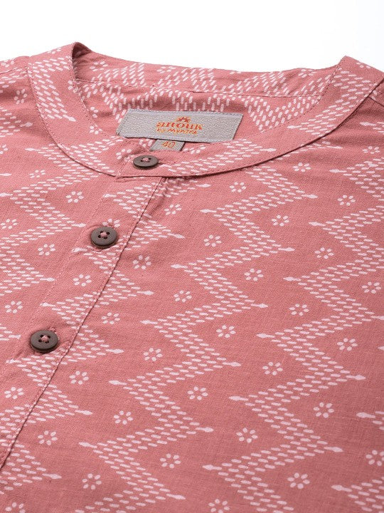 Anouk Men Geometric Printed Pure Cotton Short Kurta