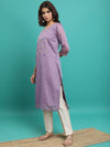 Vishudh Mauve Ethnic Motifs Embroidered Kurta