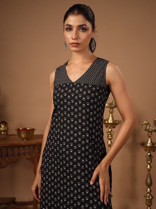 anayna Ethnic Motifs Printed Pure Cotton Kurta with Trousers