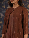 House of Pataudi Solid A-Line Jashn Kurta Comes With An Embroidered Sequinned Jacket