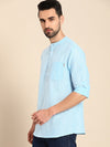 Anouk Men Blue Woven Design Pure Cotton Kurta