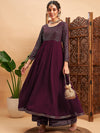 Shae by Sassafras Mukaish Work Round Neck Anarkali Kurta