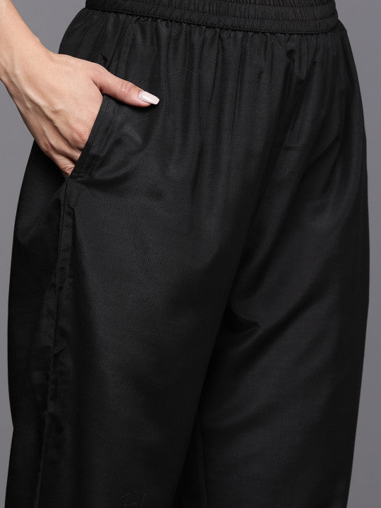 Libas Floral Embroidered Regular Thread Work Georgette Kurta with Trousers & Dupatta