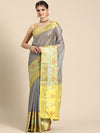 Silk Land Checked Zari Banarasi Saree