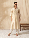 Likha Gold foil printed and embroidered Ivory Kurta