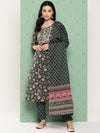 Yufta Women Floral Embroidered Regular Gotta Patti Pure Cotton Kurta Set