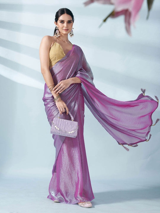 Tikhi Imli Two Tone Poly Chiffon Saree