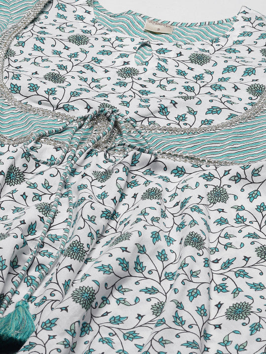 anayna Women Green Ethnic Motifs Printed Pure Cotton Kurta with Salwar & Dupatta