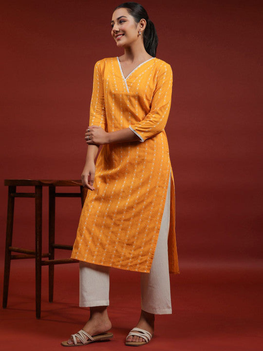 anayna Women Thread Work Dobby Kurta