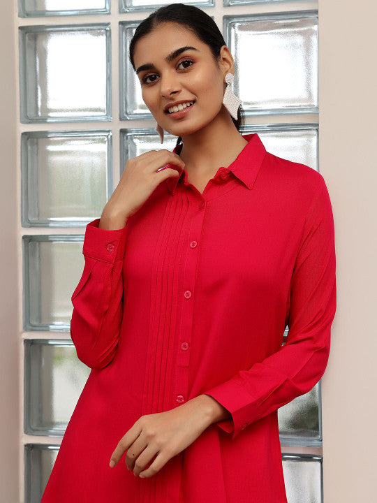 Libas Women Shirt Collar Cotton Tunic