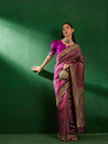 Sangria Pink Ethnic Motifs Woven Design Zari Banarasi Saree