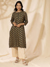 Likha Grey Gold Printed Kurta LIKKUR48 - M