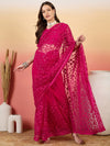 Sangria Embroidered Net Saree With Unstitched Blouse