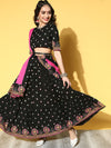 Anouk Stylish Black Solid Ready to Wear Lehenga Choli with Dupatta