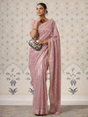 Ode by House of Pataudi Mauve Embellished Sequinned Saree