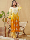 House of Pataudi Floral Embroidered Straight Calf Length Kurta