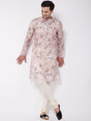 Vastramay Men Pink Floral Printed Kurta