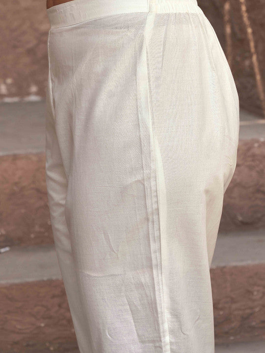 Tikhi Imli Women Embroidered Regular Thread Work Pure Cotton Kurta with Trousers & With Dupatta