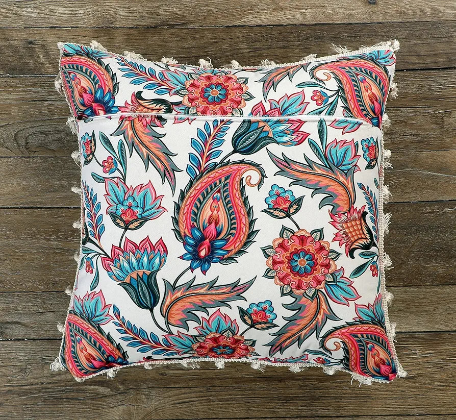 ishro home Premium Cushion Cover Set of 1 | Cushion Cover 16 inch x 16 inch – Soft European Standard Fabric, Frill Design, Machine Washable | 