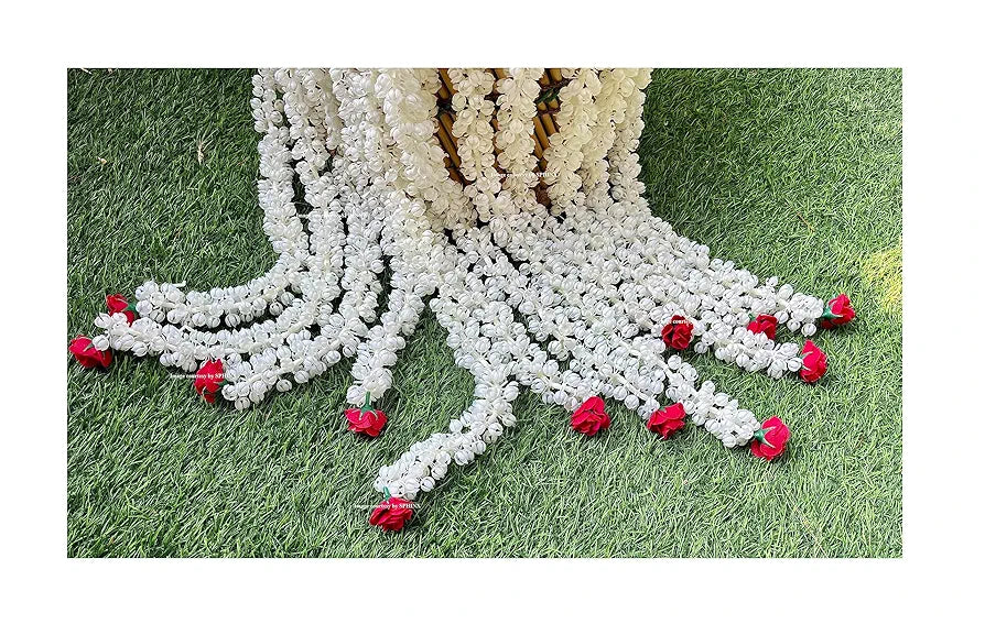 SPHINX Artificial Jasmine Buds  & Rose Strings Garlands for Festivals Pooja Wedding Housewarming Diwali Decorations Approx 2.5 ft/30 Inches  - 