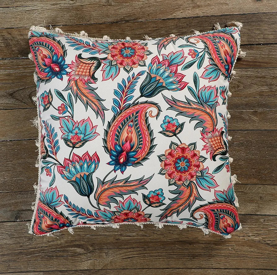 ishro home Premium Cushion Cover Set of 1 | Cushion Cover 16 inch x 16 inch – Soft European Standard Fabric, Frill Design, Machine Washable | 