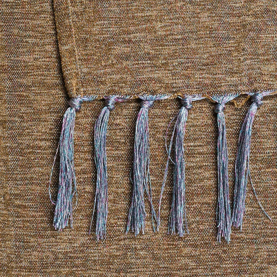 Cazimo Soft Chenille Premium Throw Blanket with Tassel Fringe, Fade Resistant, All Seasons,Ultra-Soft for Decorative Sofa & Bed Cover, Chair & Travel, 60x50 Inches, Pack of 1, Brown