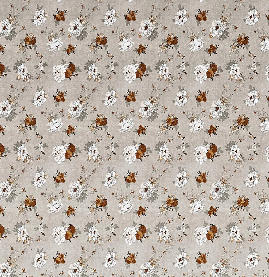 HOMEKART Premium Cotton Elastic Fitted Bedsheets with 2 King Size Pillow Covers Double Bed with All Around Elastic Supersoft Size - 72 x 78 +10 inches Flower Print Beige and Brown 200 tc - 220 tc