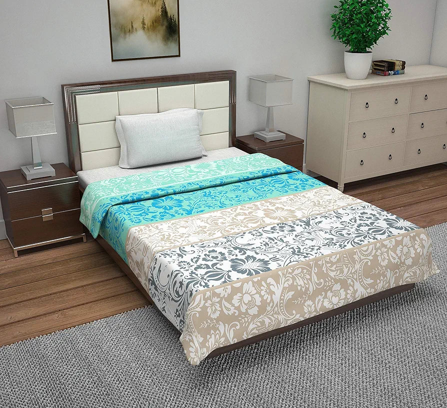 Divine Casa 120 GSM Dohar Single Bed Cotton Reversible Quilt AC Blanket for Winter Soft Light-Weight Bed Razzai - Pack of 1 
