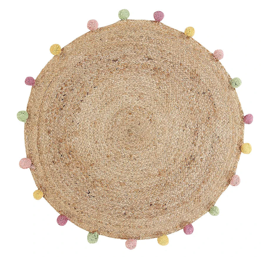 SASHAA WORLD Indian Handmade Jute Braided Round Carpet | Durable and Stylish for Living Room, Bedroom, Hallway, or Dining Area | Adds a Modern Rustic Touch to Your Home Décor | Beige, 90 cm