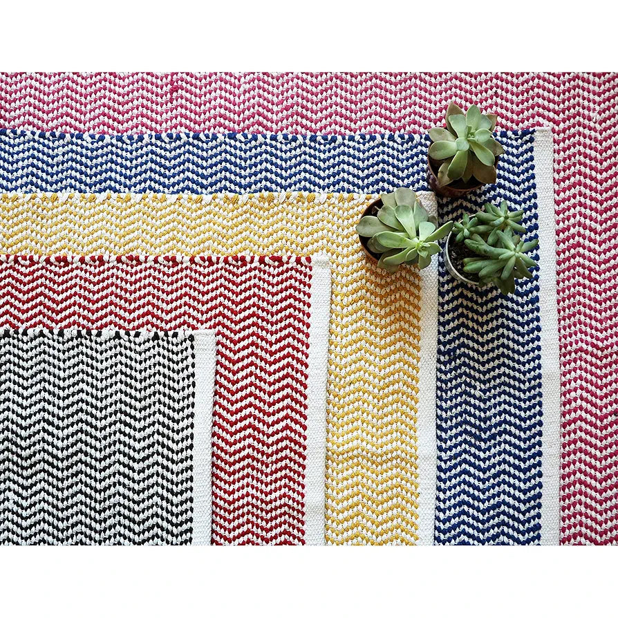 THE HOME TALK Weaved Cotton Carpets | Contemporary Decorators | Area Rugs for Bedroom, Center Table, Living Room, Drawing Room, Hall | Machine Washable | 60 X 120 CM | Pink