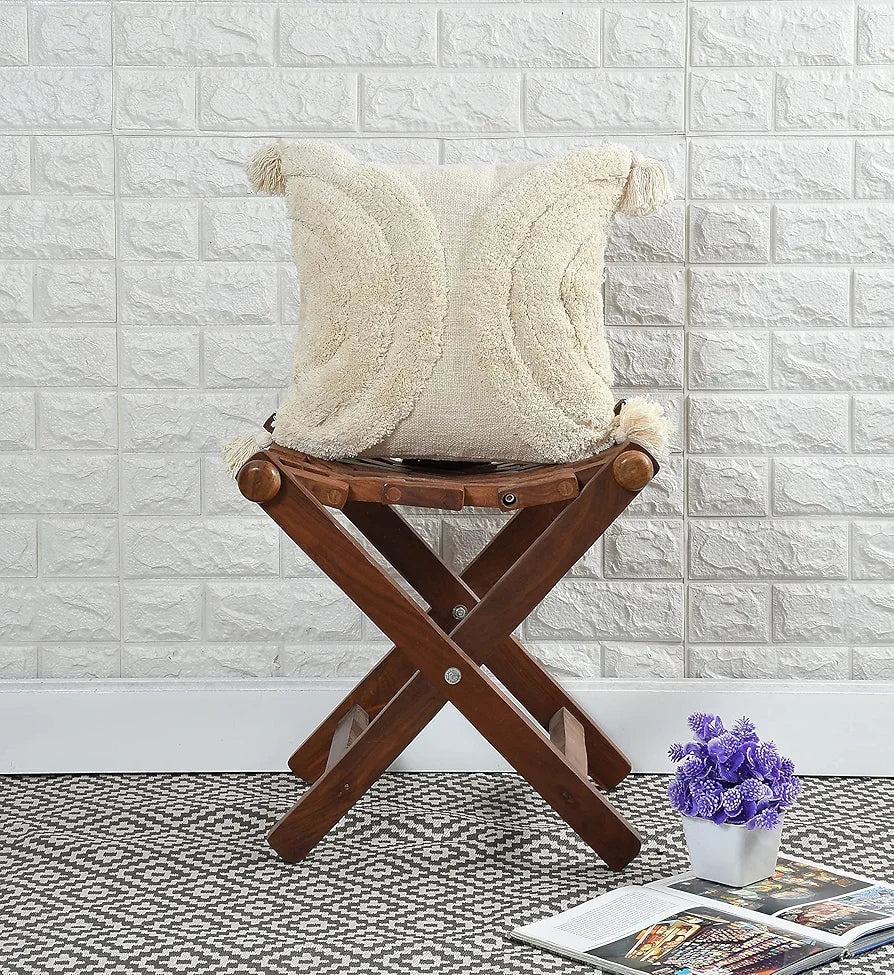 HOMADORN Luxury Cotton Handmade Decorative Boho Throw Tufted Pillow Covers with Tassels 16