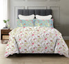 Trance Home Linen 180TC 100% Cotton Printed Zippered Duvet Cover/Blanket/Quilt Comforter Cover/Razai Cover King Size with 2 Pillow Covers Colour Calicut White Green