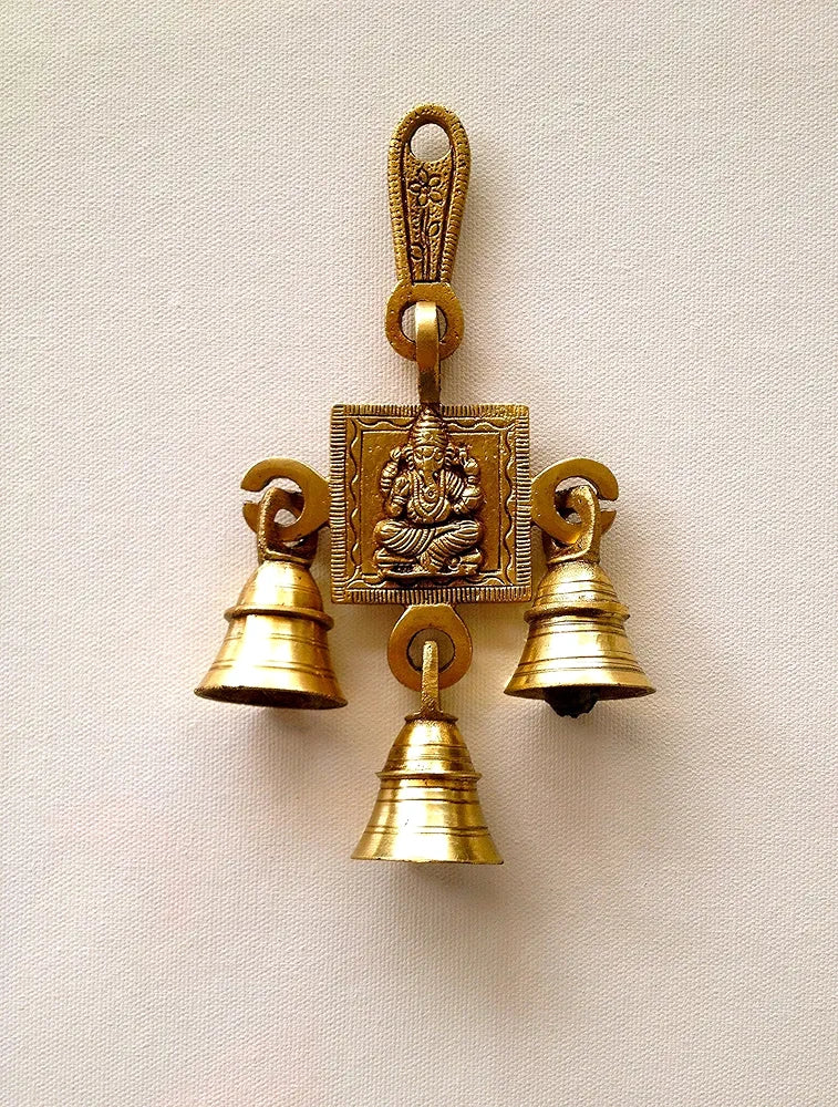ALs AnM Fashion's - Brass Gift Statue Ganesha Wall Hanging with 3 Bells
