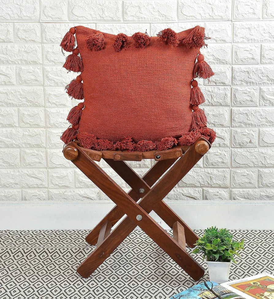 HOMADORN Luxury Cotton Handmade Decorative Boho Throw Pillow Covers with Tassels 16