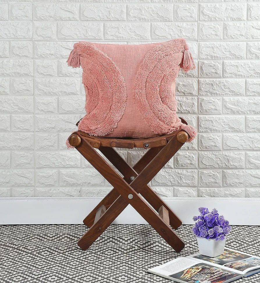 HOMA DORN Luxury Cotton 250 TC Handmade Decorative Boho Throw Tufted Pillow Covers With Tassels 16
