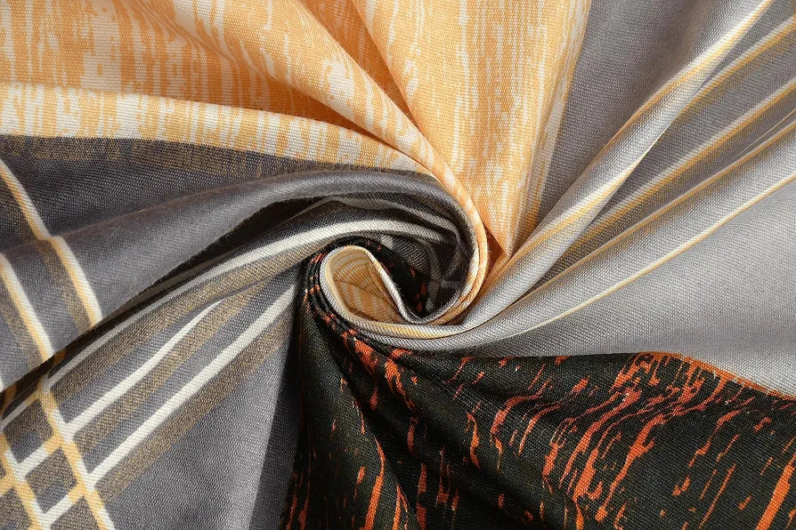 Homefab India 144 TC Microfiber Double Bedsheet with 2 Pillow Covers - Checks, Brown