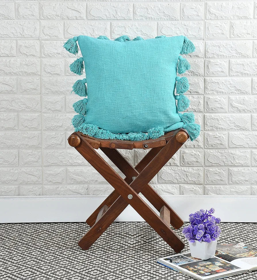 HOMADORN Luxury Cotton Handmade Decorative Boho Throw Pillow Covers with Tassels 16