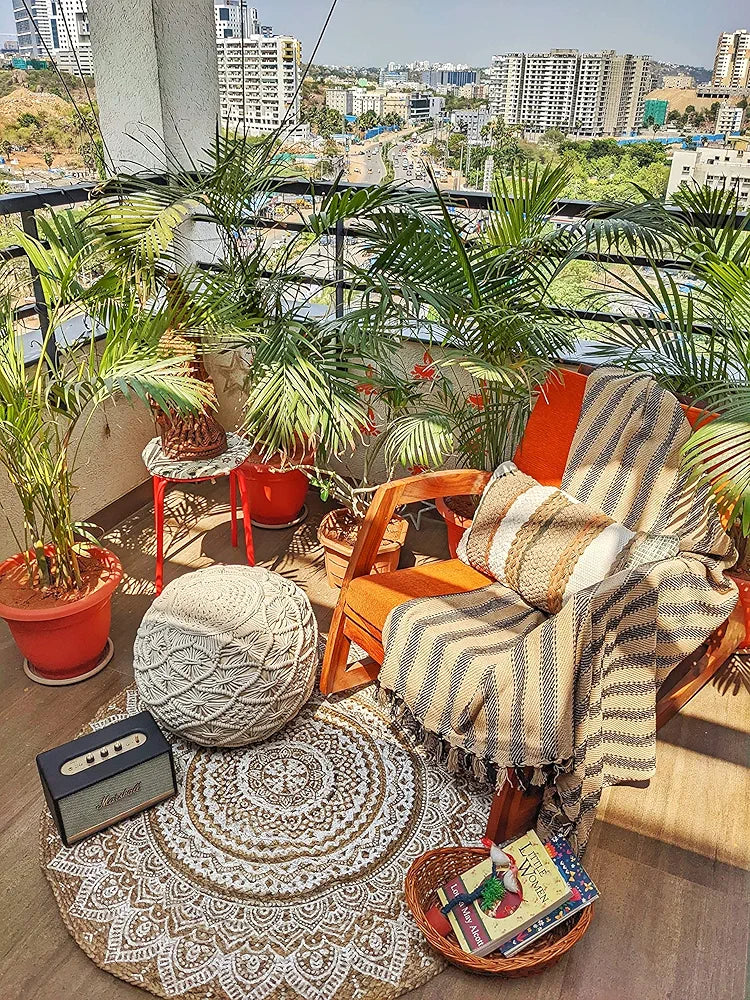 SASHAA WORLD Handwoven Jute Natural Reversible Rugs Round Braided Floor Carpet Mat for Living Room, Bedroom, Dining, Office, Restaurant 