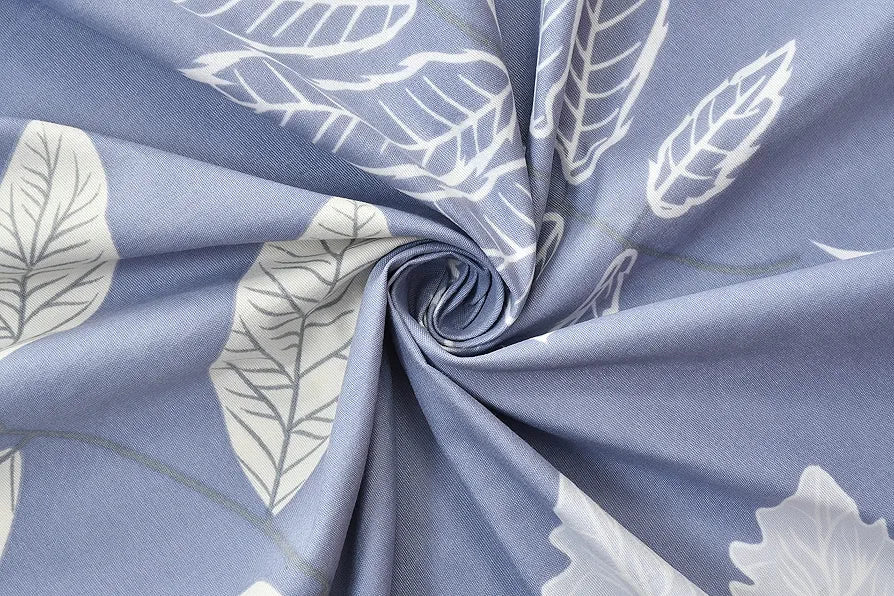 Premium Cotton 160tc Elastic Fitted Bedsheets with 2 Pillow Covers | Double Bed with Corner Elastic Wrinkelfree Supersoft Floral Pattren Breathable |Size-72 x 68 + 6 inches | Sky Blue & White