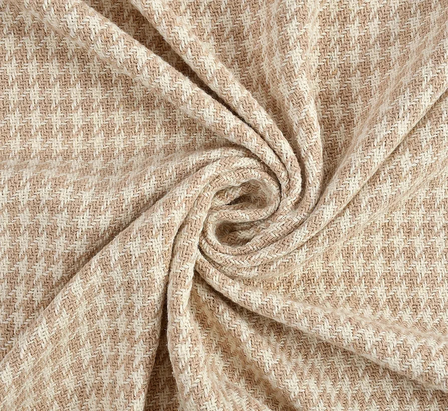SASHAA WORLD Beige Extra Fine Plaid Sofa Throw | Soft & Cozy | Throw for Chair, Living Room, Bedroom, Sofa | Natural & Beige -130X160 Cm
