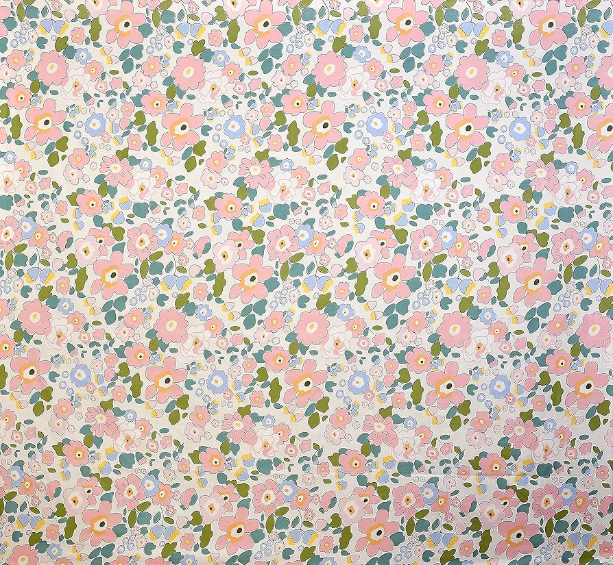 Homefab India 210 TC Glace Cotton Single BedSheet with 1 Pillow Cover - Floral, Pink