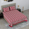 Colorish 144 Tc Squares Printed Jaipuri Floral Printed Cotton Bedsheet With 2 Pillow Covers | Burgundy