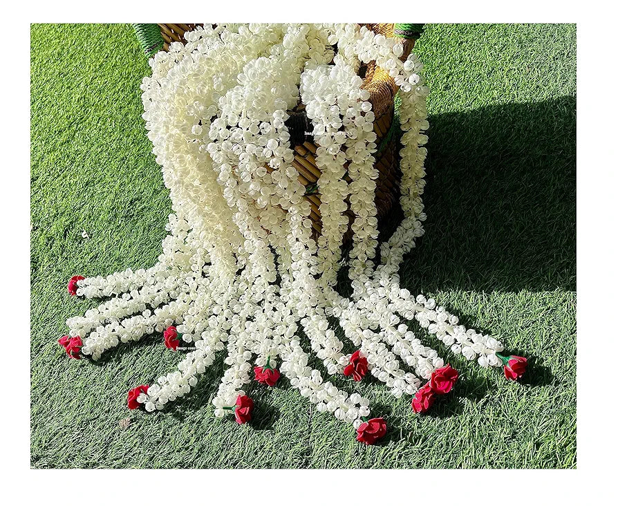 SPHINX Artificial Jasmine Buds  & Rose Strings Garlands for Festivals Pooja Wedding Housewarming Diwali Decorations Approx 2.5 ft/30 Inches  - 