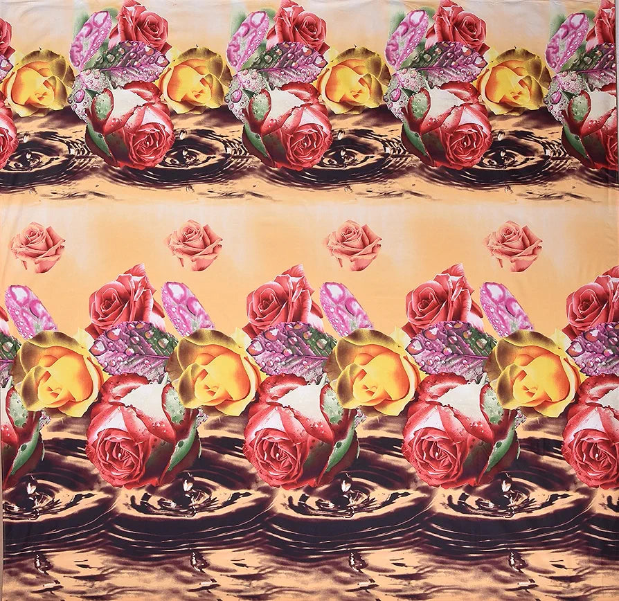 HFI 160 TC Polycotton Double Bedsheet with 2 Pillow Covers - Floral, Multicolor