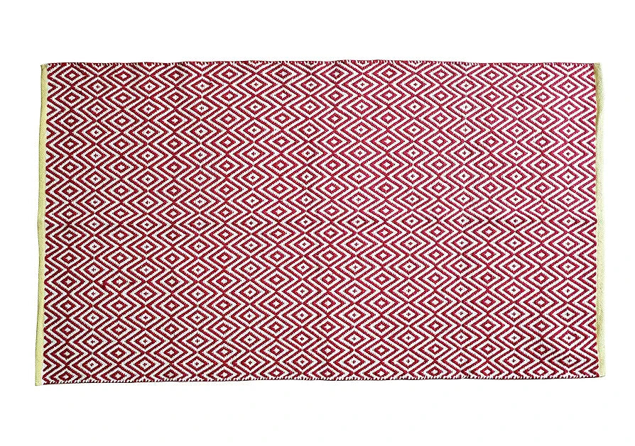 THE HOME TALK Handmade Cotton Carpet | Diamond Reversible Mats | Area Rugs for Bedroom, Center Table, Living Room, Drawing Room, Hall | Machine Washable | 3 x 5 Feet | Red