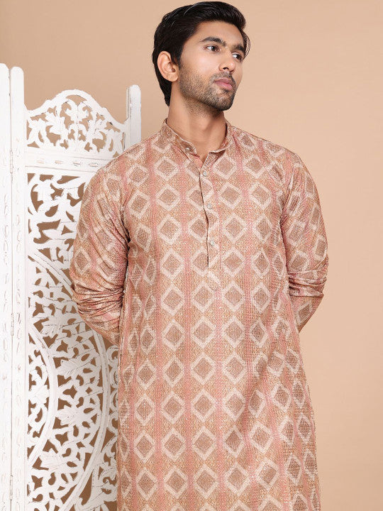 Men Geometric Printed Sequinned Kurta