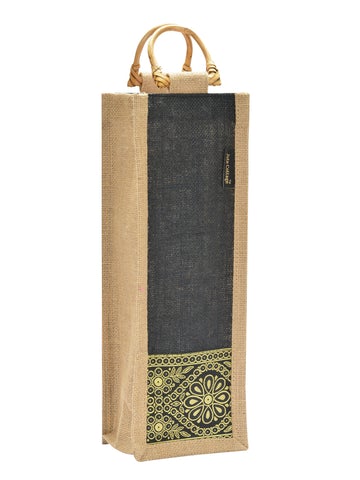 BOTTLE BAG WITH LACE / PRINT (B-010-OLIVE GREEN)